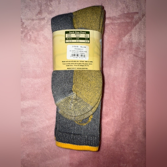 NWT DUCKS  UNLIMITED  SET 2 pair Men's Wool merino  Blend Socks - GREY / YELLOW - Picture 3 of 3